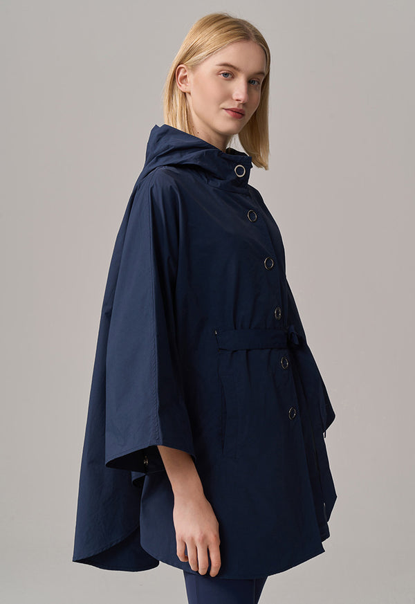 Choice Single Tone Hooded Neck Cape  Navy