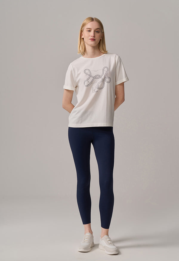 Choice Printed Motif Crystal Embellished T-Shirt Off White