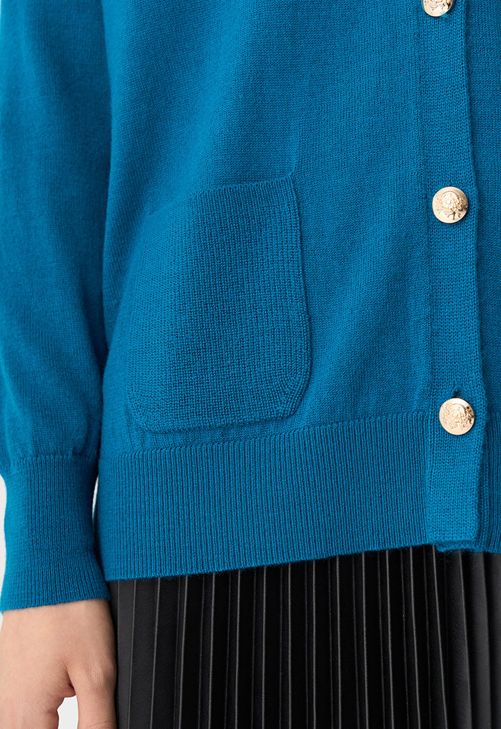 Choice Cardigan With Button Accessories Teal