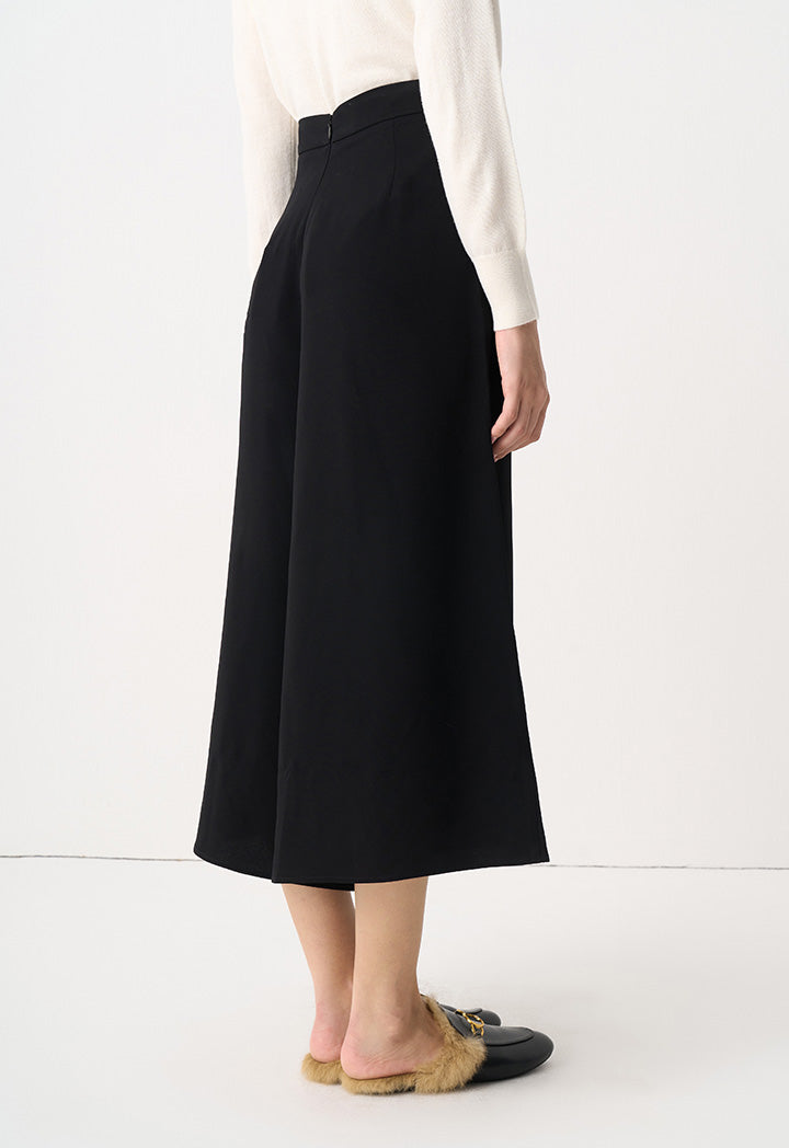 Choice Solid Wide Legs Culottes Black