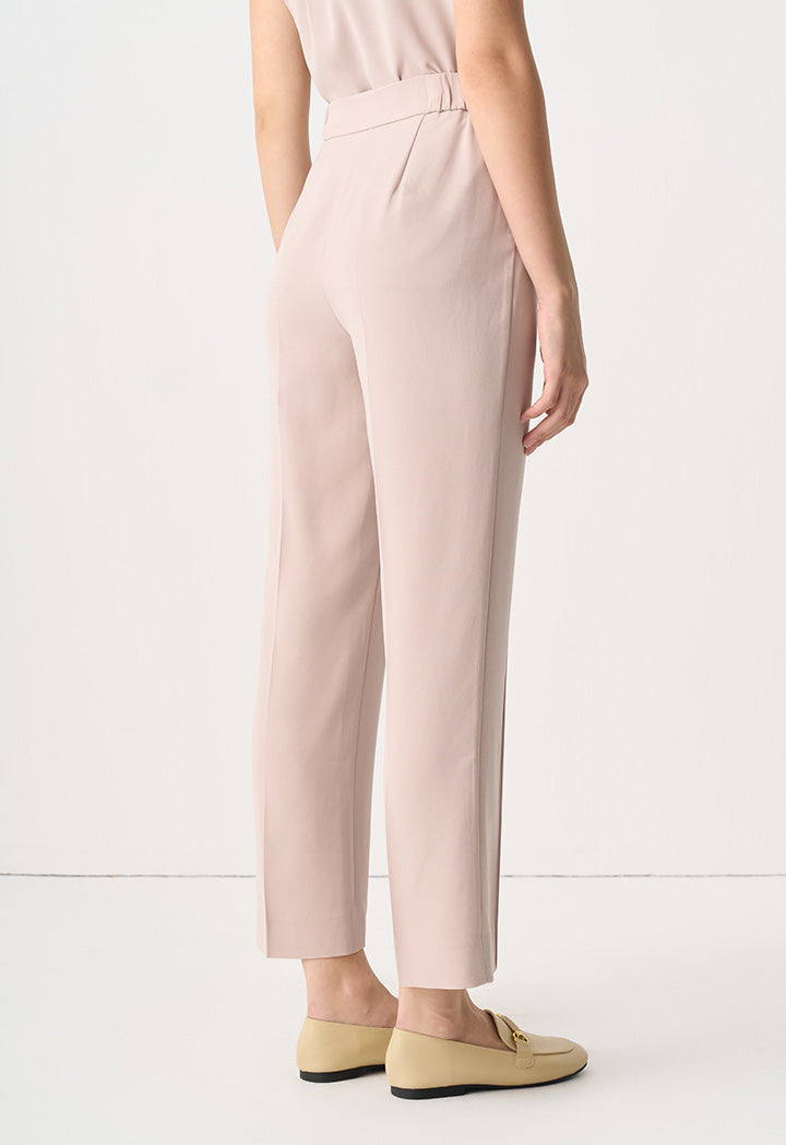 Choice Pin Tuck Straight Legs Trousers Taupe