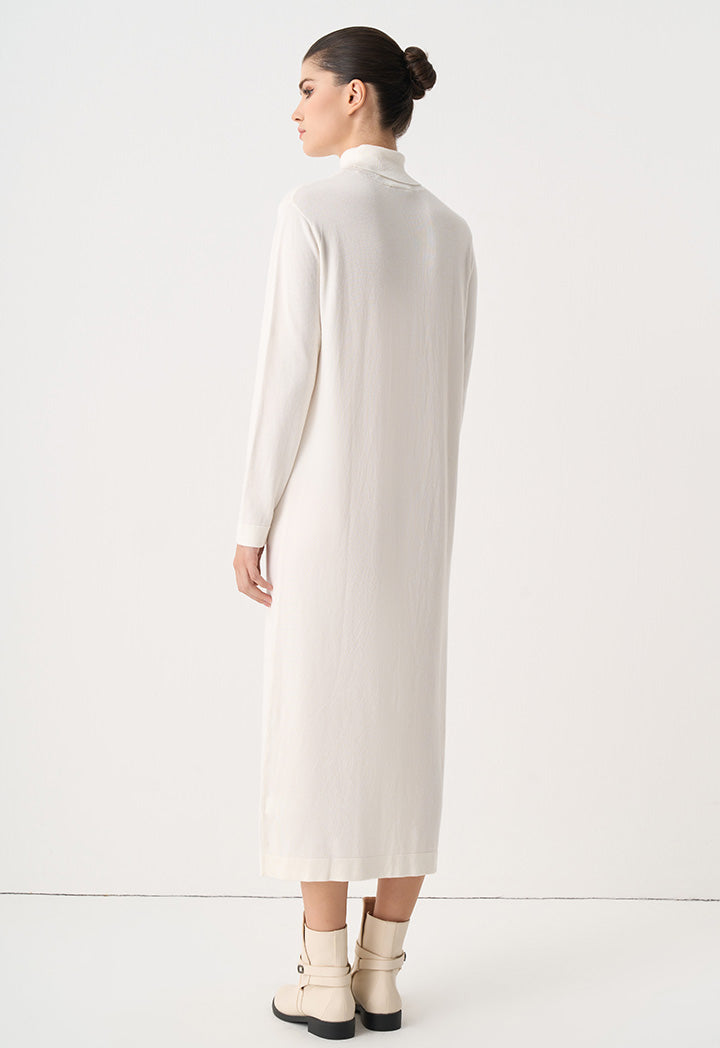 Choice Turtleneck Basic Maxi Dress Off White