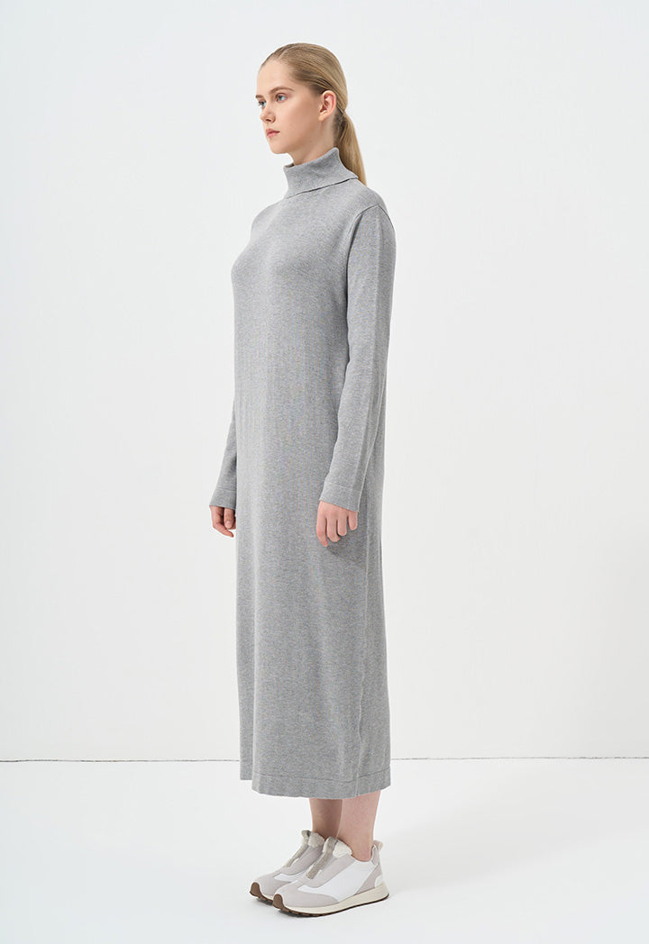 Choice Turtleneck Basic Maxi Dress Grey