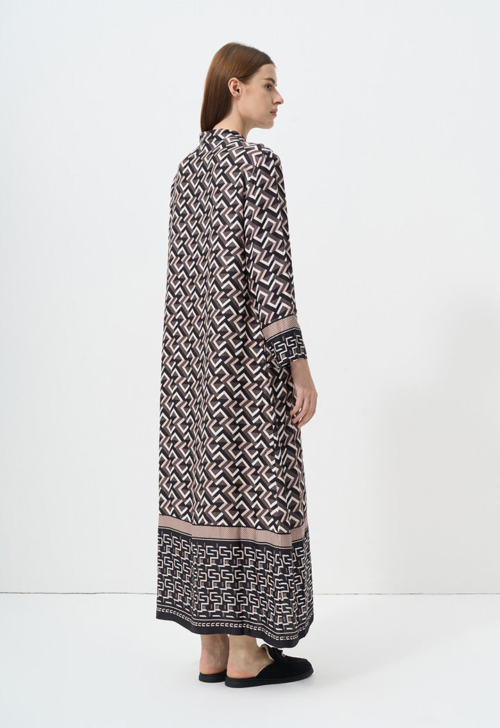 Choice Printed Long Sleeve Maxi Dress Multi Color