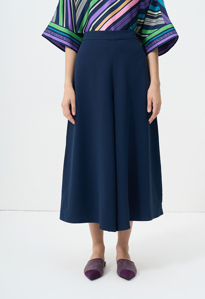 Choice Solid Wide Legs Culottes Navy