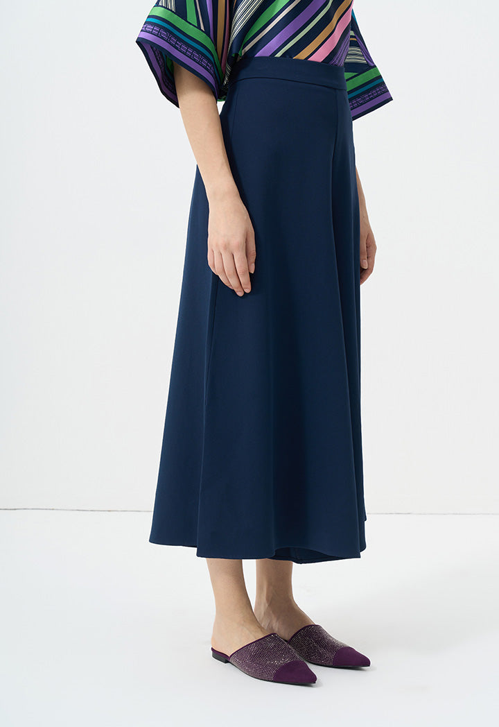 Choice Solid Wide Legs Culottes Navy