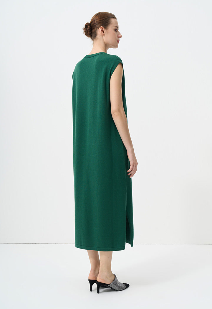 Choice V-Neck Sleeveless Knitted Dress Green