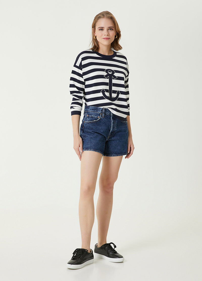 Beymen Club Anchor Detail Striped Sweater Navy-White