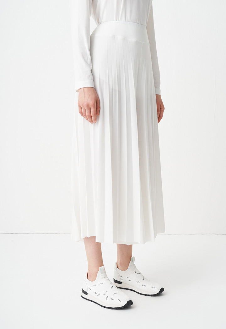 Choice Wide Leg Pleated Trousers Off White