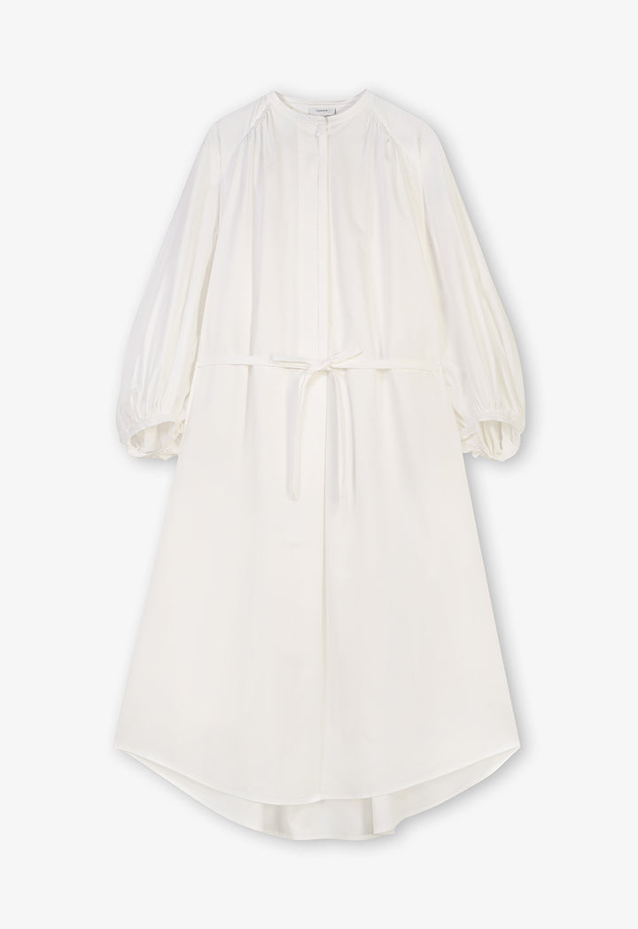 Choice Solid Oversize Belted Dress Off White