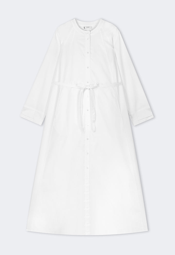 Choice Solid Mandarin Collar Maxi Dress Off White