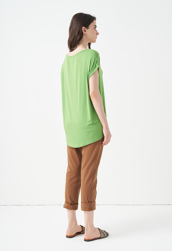 Choice Solid Continuous Short Sleeves T-Shirt Green