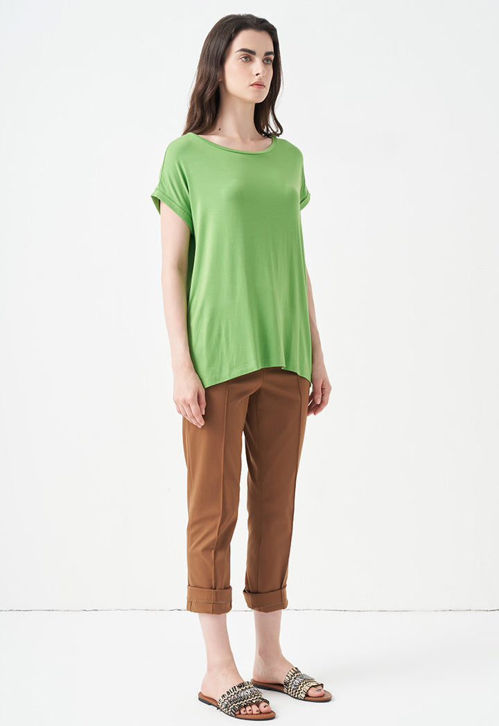 Choice Solid Continuous Short Sleeves T-Shirt Green