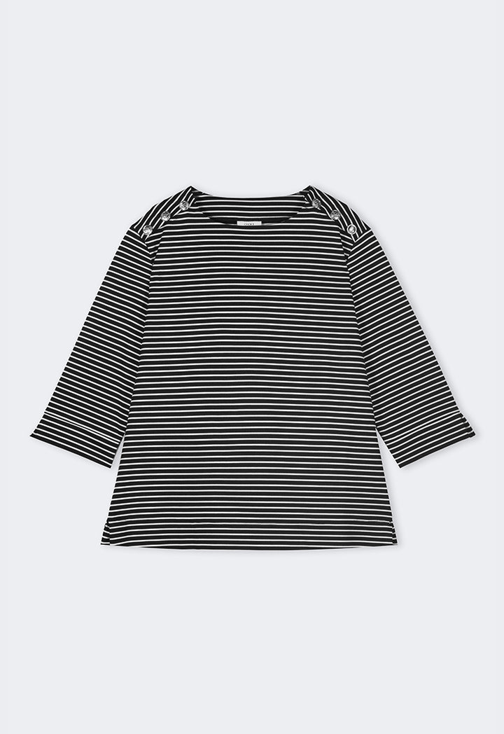 Choice Three Quarter Contrast Striped T-Shirt Navy-White