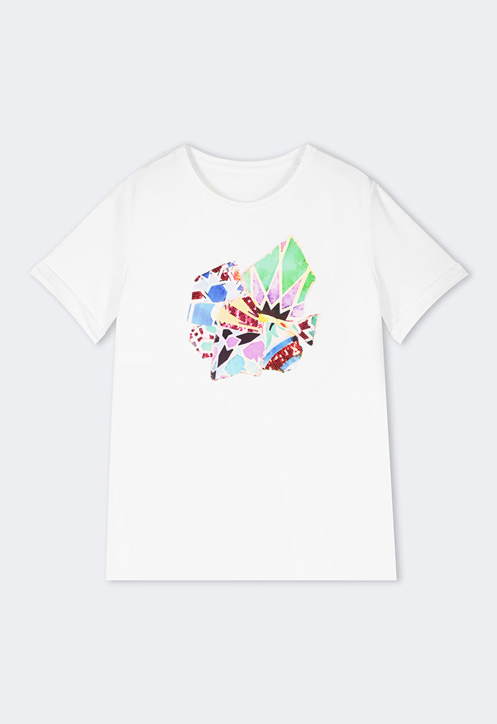 Choice Abstract Print T-Shirt Off White