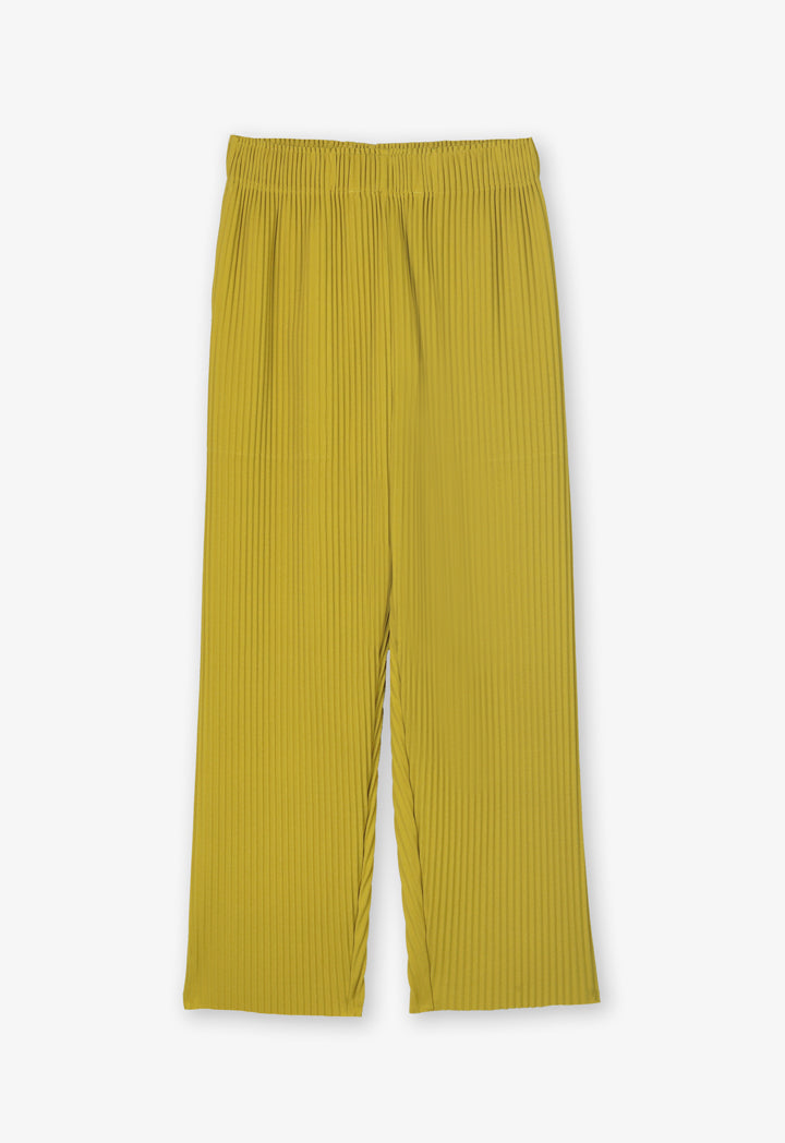 Choice Single Tone Pleated Trousers Yellow