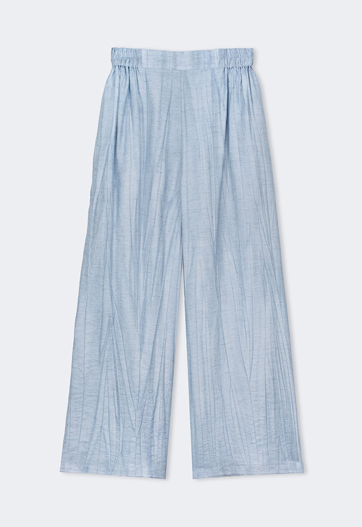 Choice Elasticated Waist Straight Wide Cut Trousers Blue