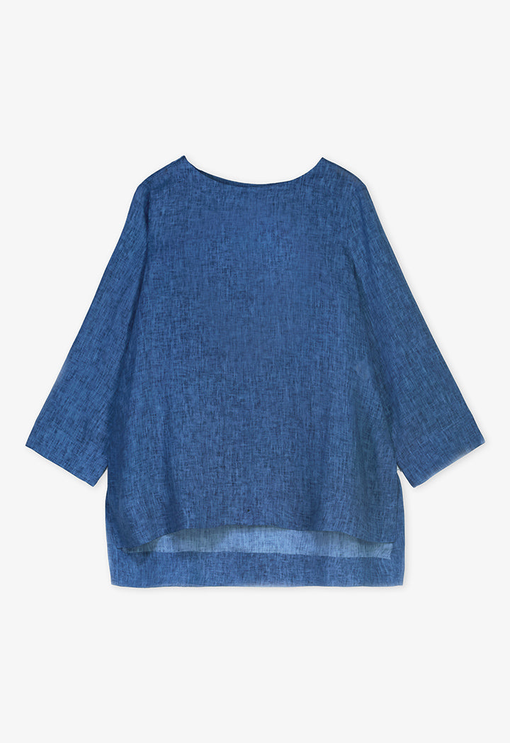 Choice Single Tone High-Low Blouse Indigo