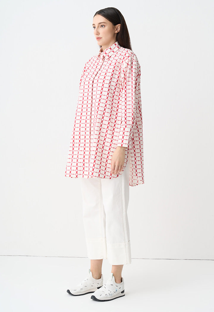 Choice Patterned Relaxed Fit Shirt Red