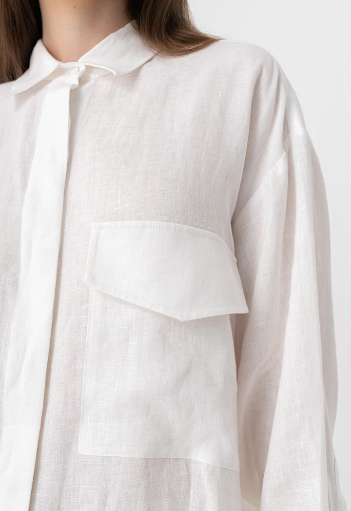 Choice Solid Oversize Long Shirt Off White