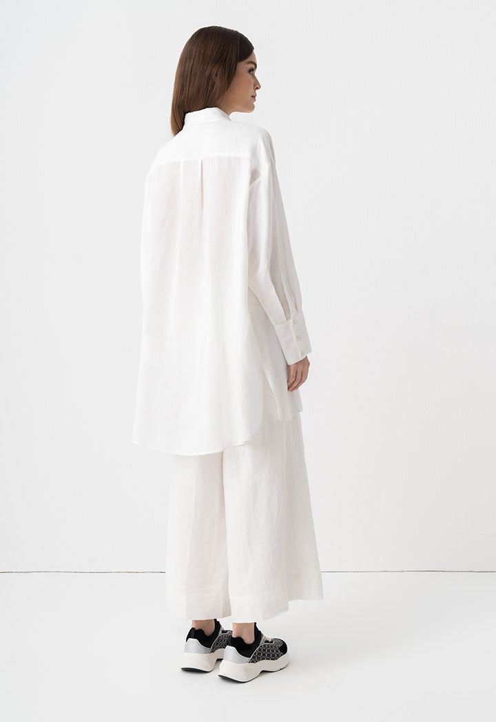 Choice Solid Oversize Long Shirt Off White