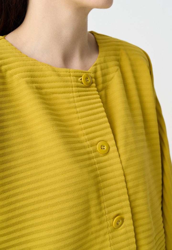 Choice Long Dolman Sleeves Pleated Jacket Yellow