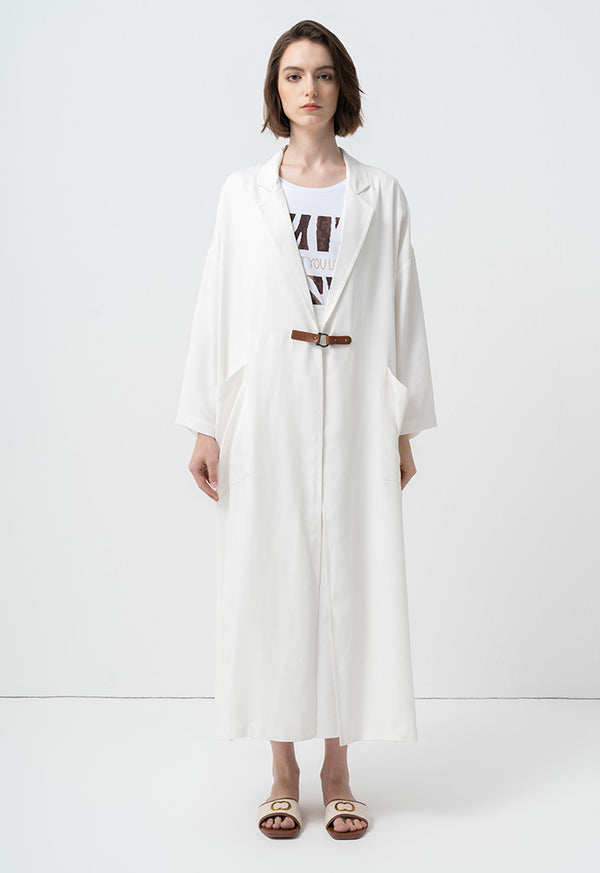 Choice Solid Oversize Maxi Open Abaya  Off White