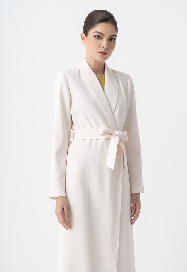 Choice Double-Breasted Belted Outerwear Cream