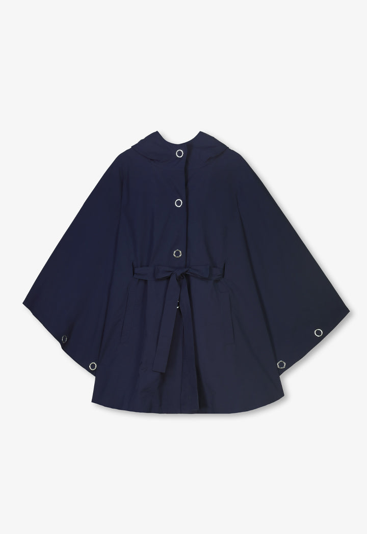 Choice Single Tone Hooded Neck Cape  Navy