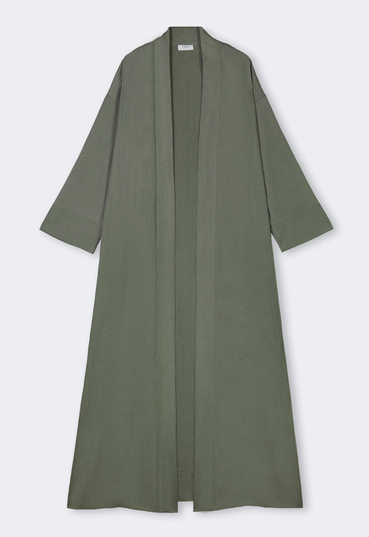 Choice Solid Crinkled Maxi Abaya Olive