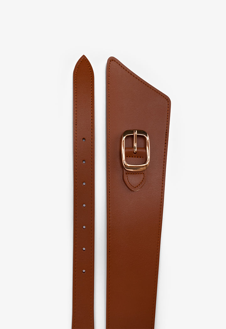 Choice Solid Wide Waist Belt Camel