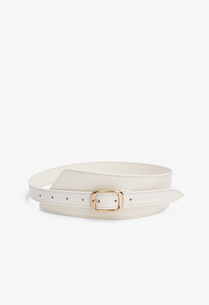 Choice Solid Wide Waist Belt Off White