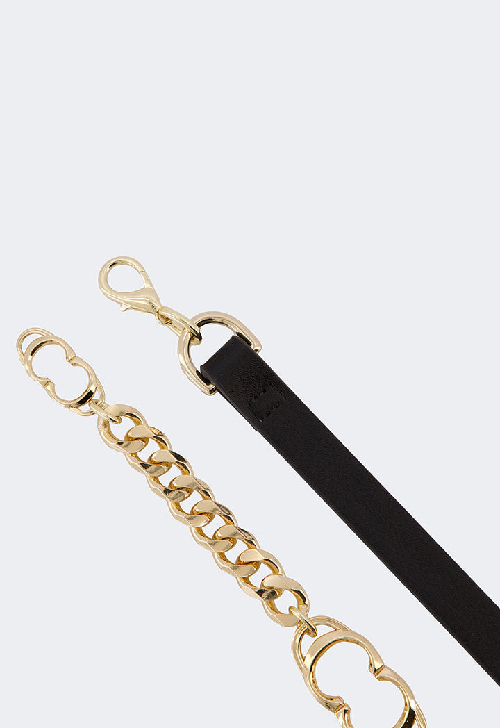 Choice Monogram Metallic Chain Belt Black