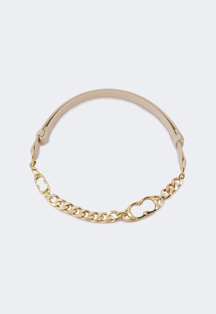 Choice Monogram Metallic Chain Belt Off White