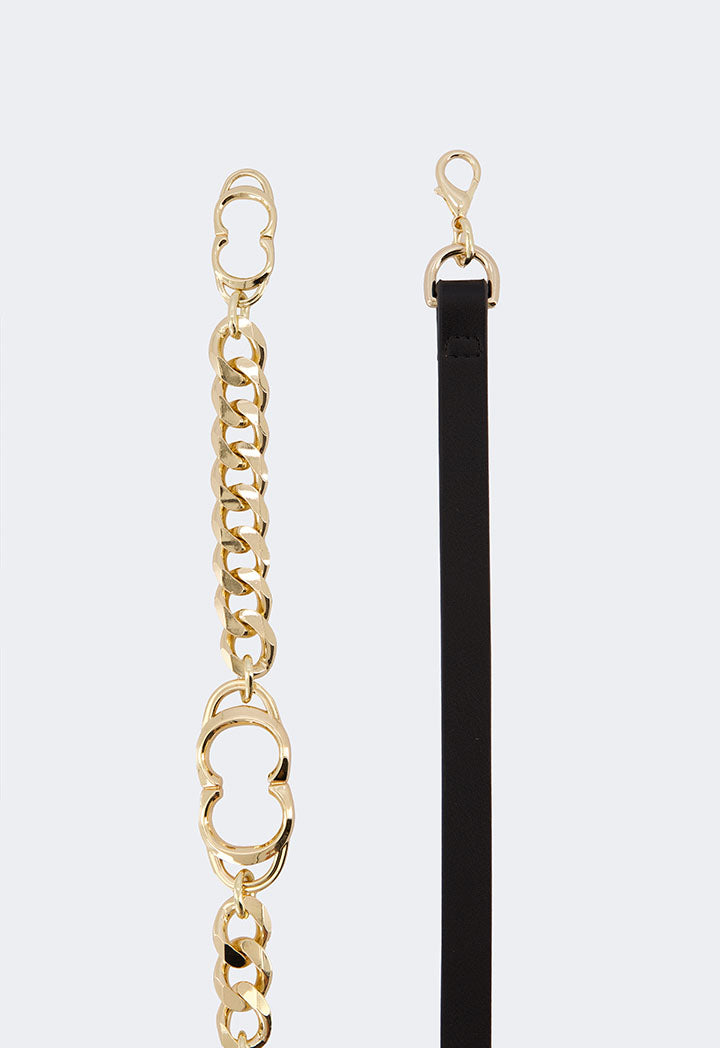 Choice Monogram Metallic Chain Belt Black