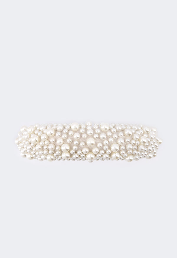 Choice Faux Pearls Embellished Headband White