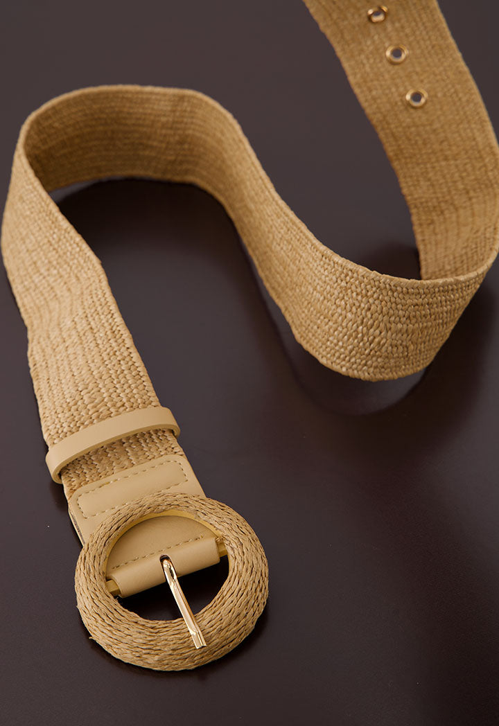 Choice Solid Faux Straw Belt Beige