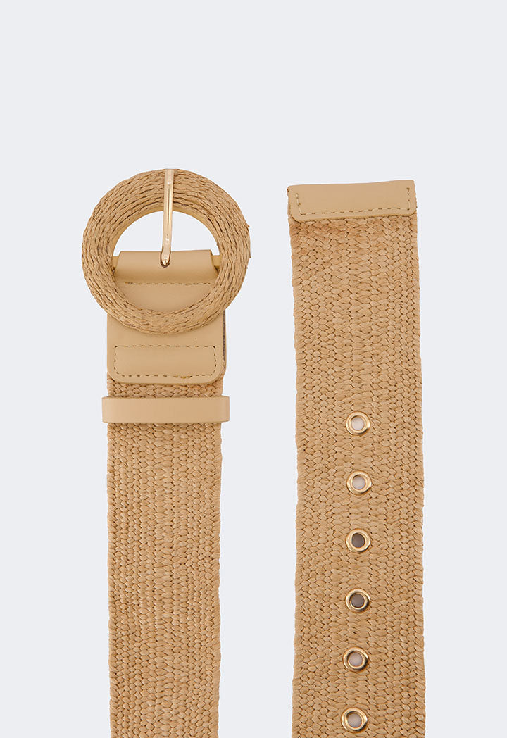 Choice Solid Faux Straw Belt Beige