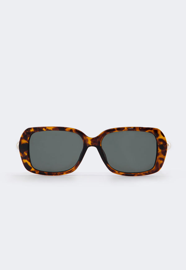 Choice Faux Pearls Tortoiseshell Sunglasses Dark Brown