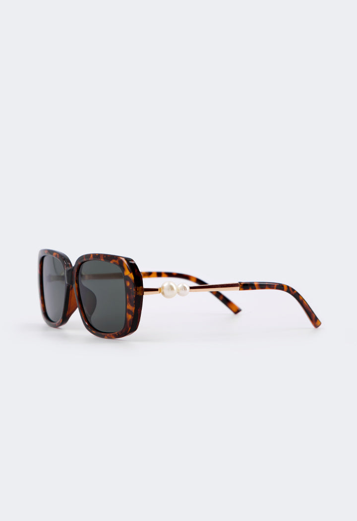 Choice Faux Pearls Tortoiseshell Sunglasses Dark Brown