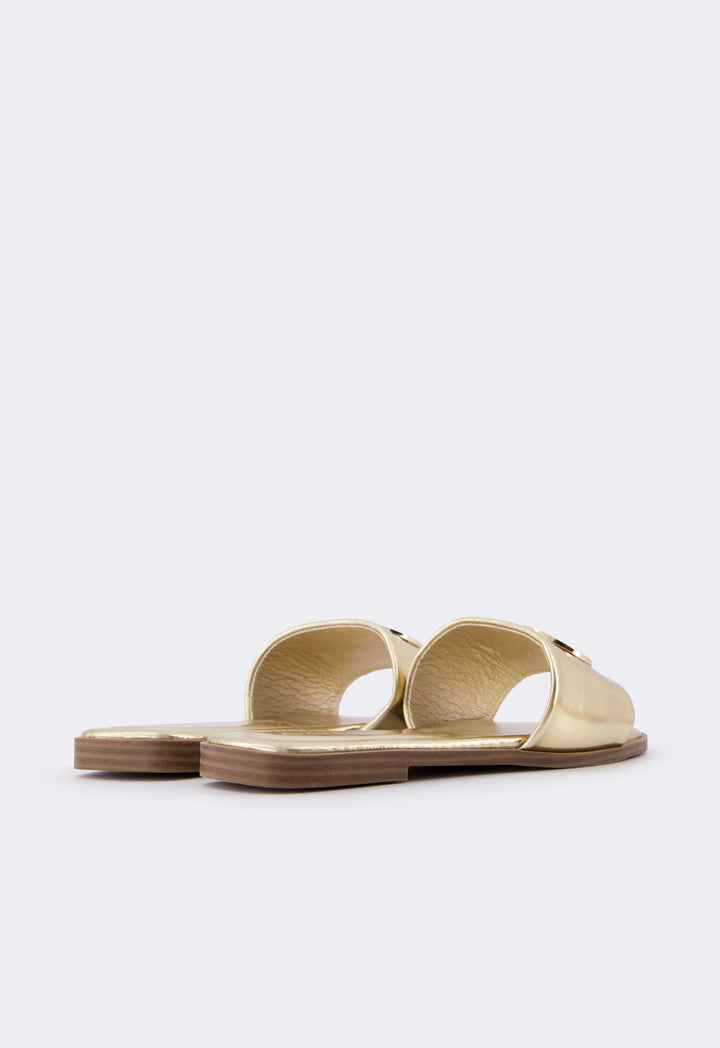 Choice Monogram Metallic Flats Gold