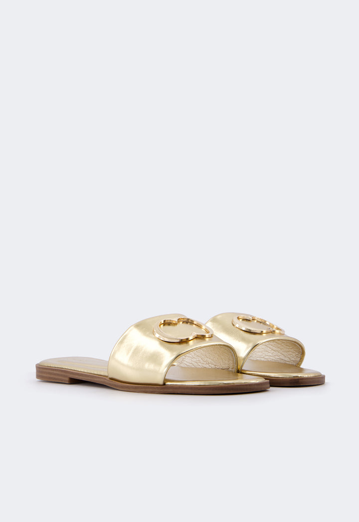Choice Monogram Metallic Flats Gold