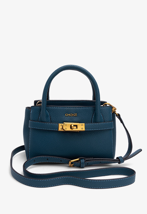 Choice Solid Metallic Turnlock Handbag Teal