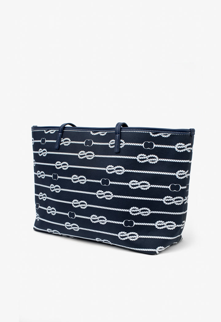 Choice Knot Pattern Printed Tote Bag Navy