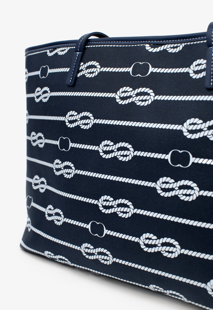 Choice Knot Pattern Printed Tote Bag Navy