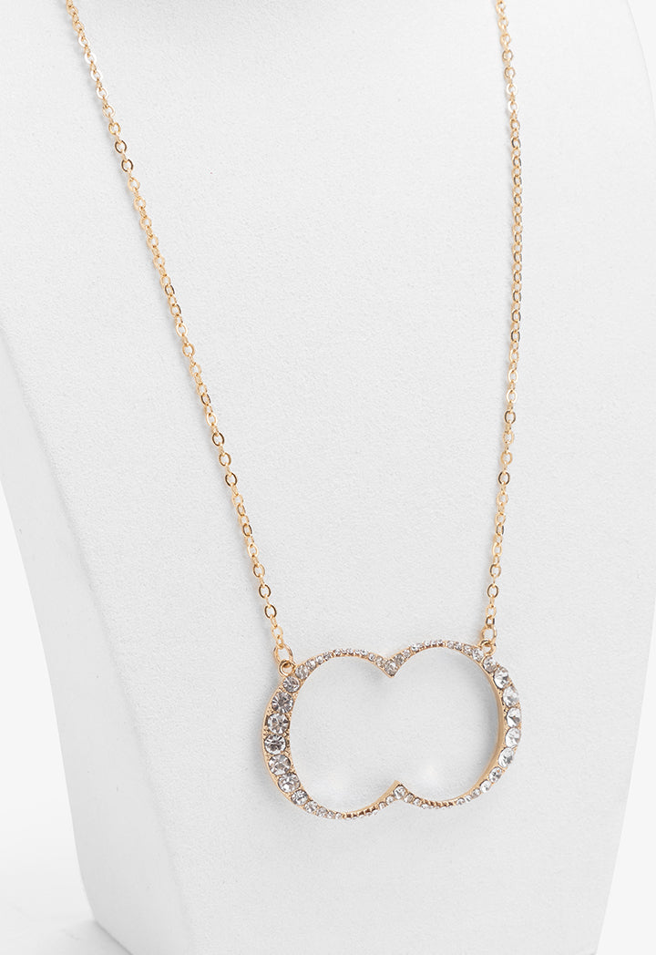 Choice Crystal Embellished Monogram Necklace Gold