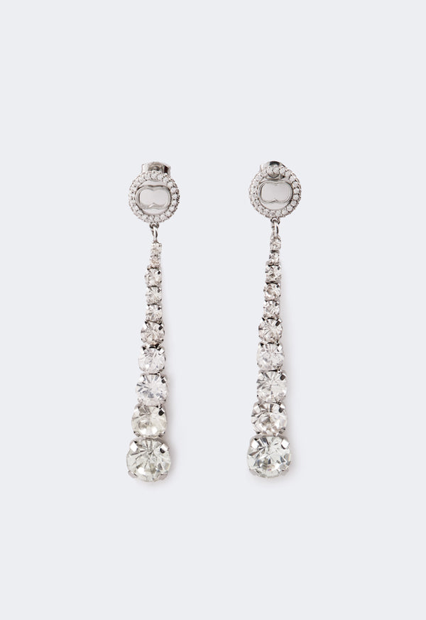 Choice Square Cut Crystal Long Earrings Silver