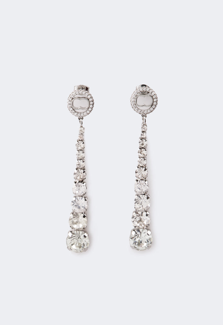 Choice Square Cut Crystal Long Earrings Silver