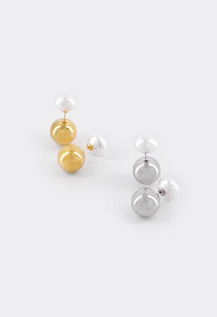 Choice Contrast Round Earrings Silver