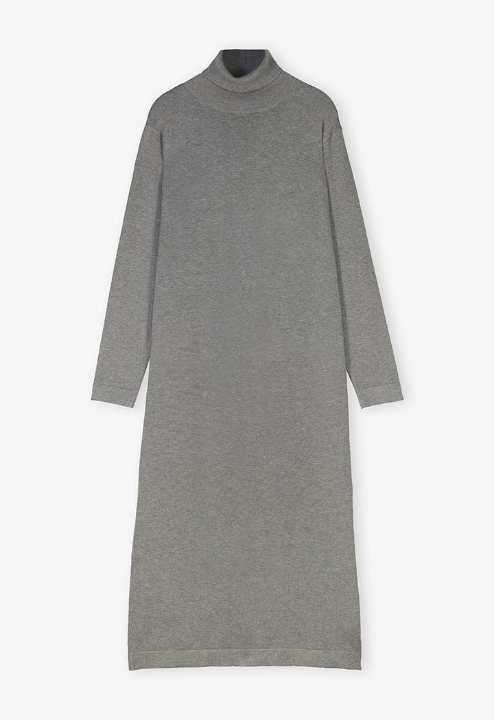 Choice Turtleneck Basic Maxi Dress Grey